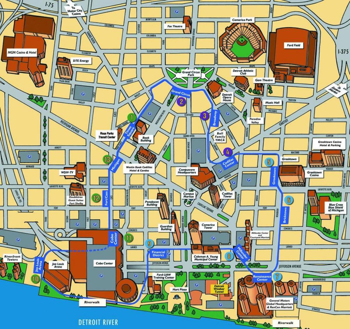 Детройт аялал жуулчлалын газрын зураг