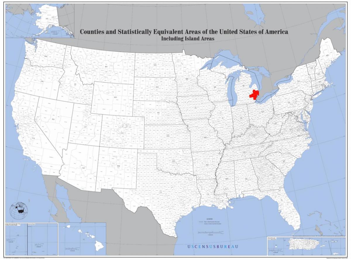Детройт байршил газрын зураг дээр