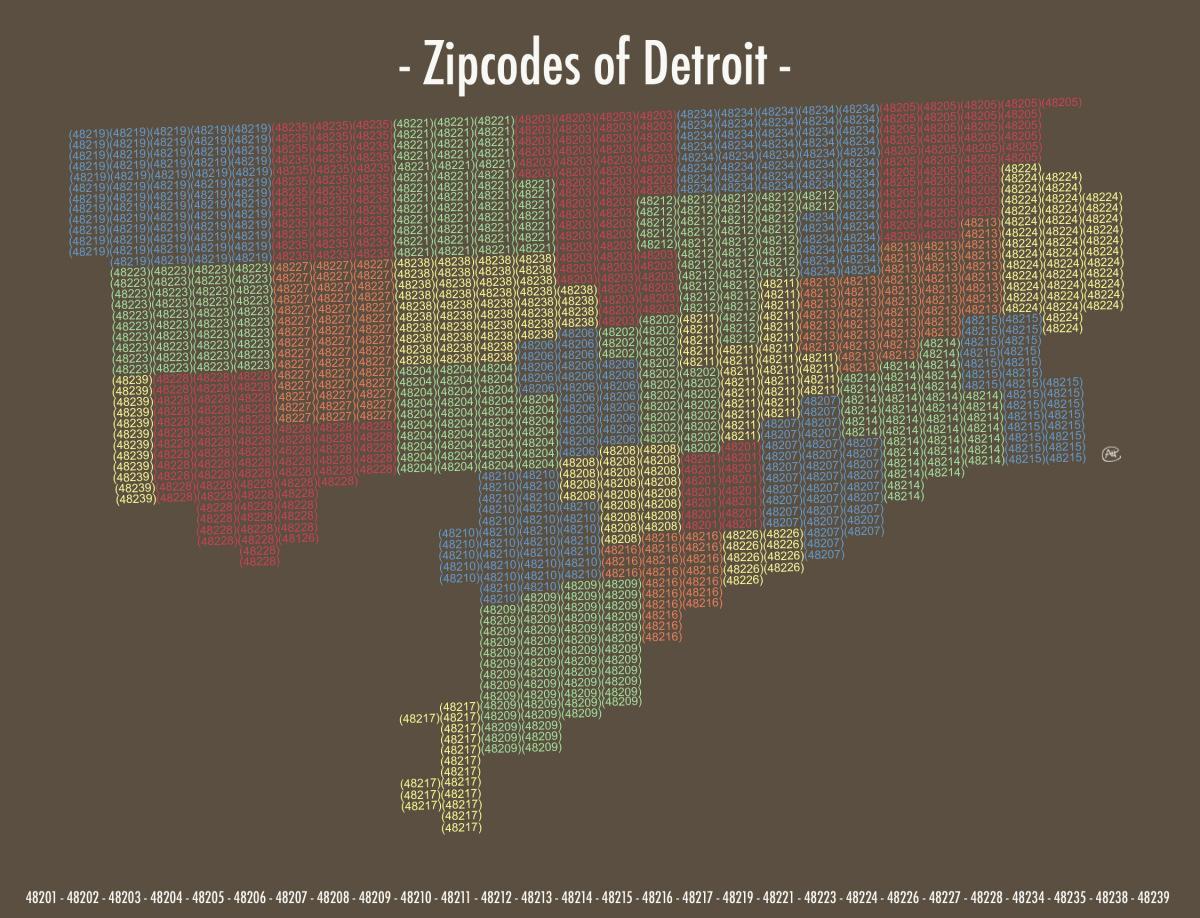 зип код газрын зураг Детройт