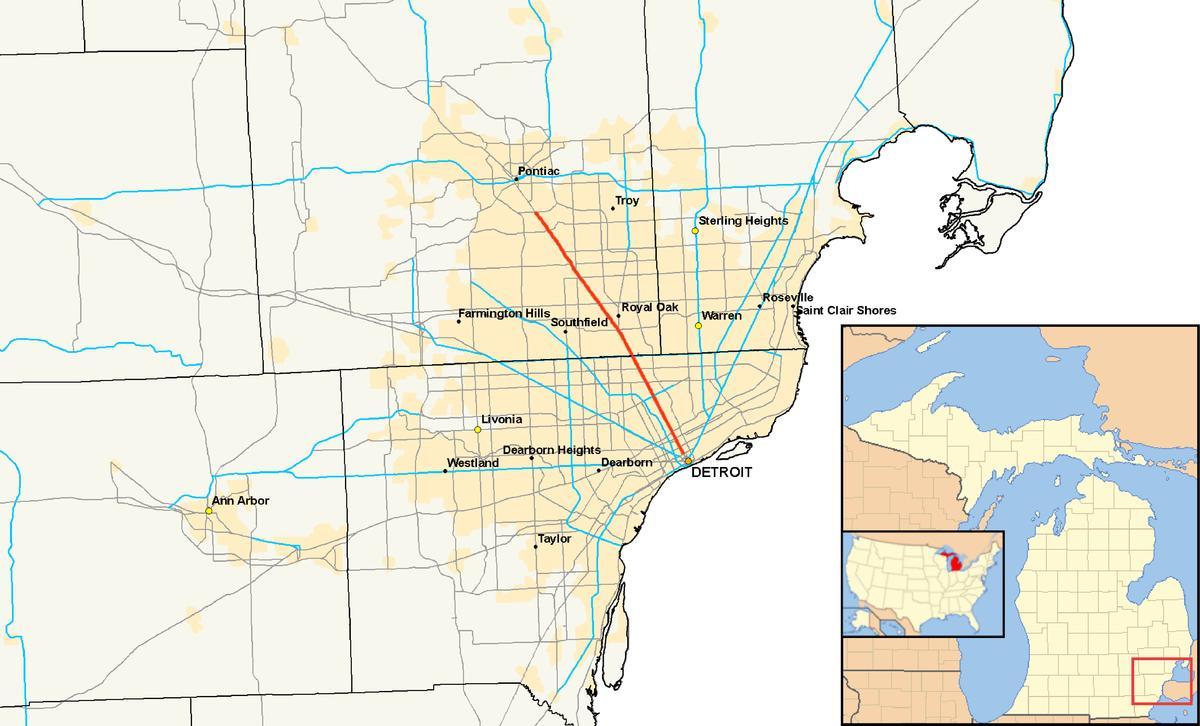 Детройт хотын захиргаа газрын зураг