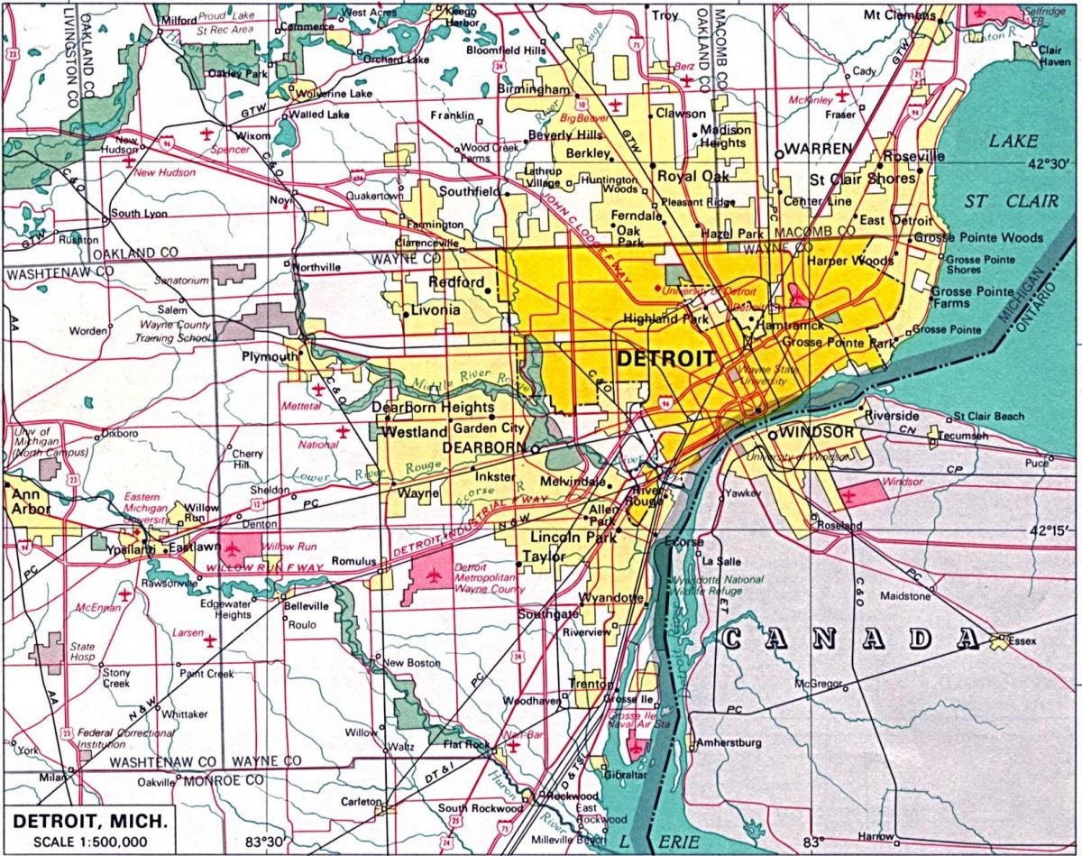 захын Детройт газрын зураг