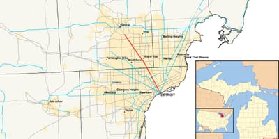 Детройт хотын захиргаа газрын зураг